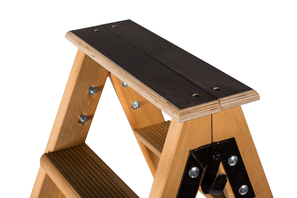 Escabeau bois Double Accès tablette antidérapante