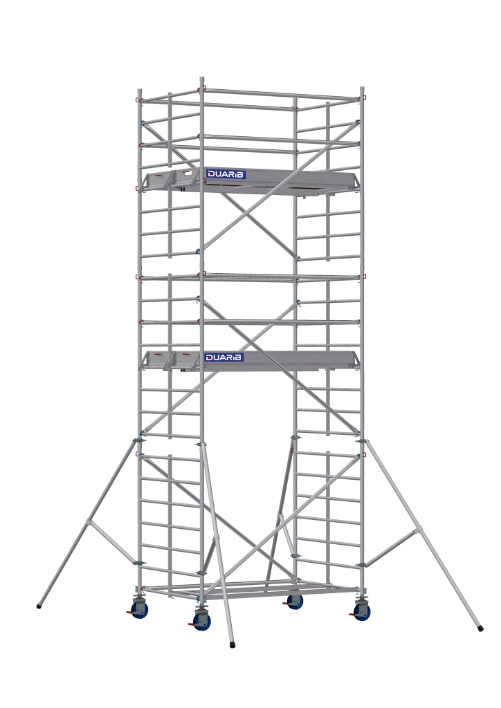 Echafaudage roulant aluminium Docker 150 Lisses et sous-lisses longueur 2.05 m - Hauteur plancher 4m90
