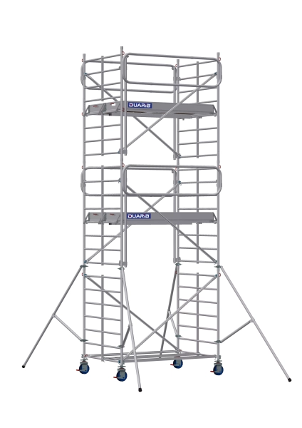 Echafaudage roulant aluminium Docker 150 Garde-corps EXMDS longueur 2.05 m - Hauteur plancher 4m90