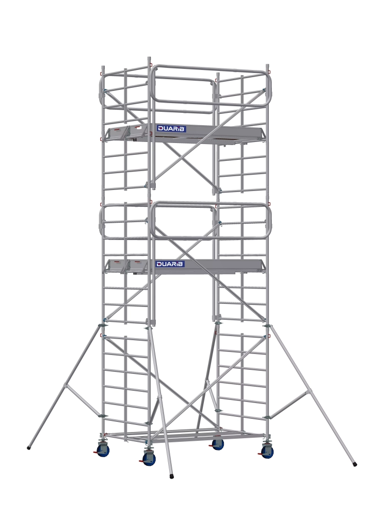 Echafaudage roulant aluminium Docker 150 Garde-corps EXMDS longueur 2.05 m - Hauteur plancher 4m90