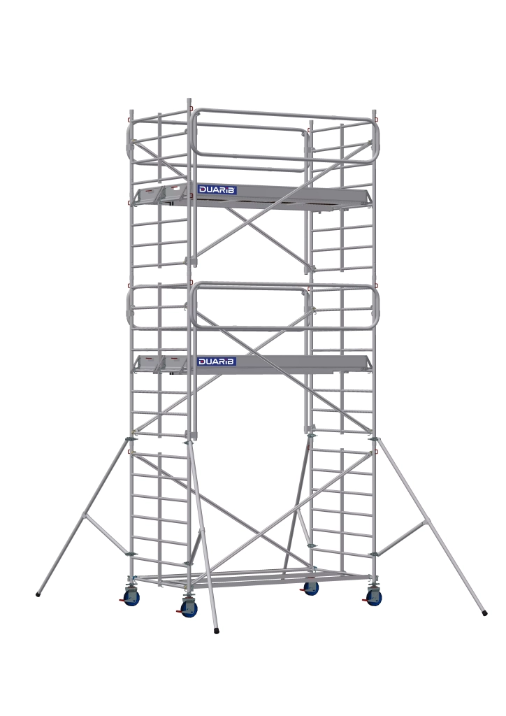 Echafaudage roulant aluminium Docker 150 Garde-corps EXMDS longueur 2.54 m - Hauteur plancher 4m90