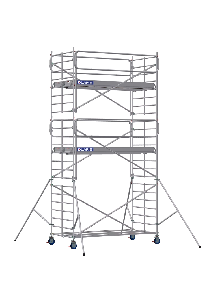 Echafaudage roulant aluminium Docker 150 Garde-corps EXMDS longueur 2.95 m - Hauteur plancher 4m90
